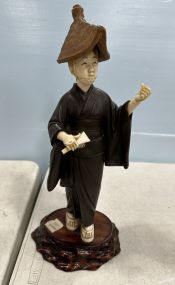 Japanese Carved Tokyo Style Geisha Sculpture
