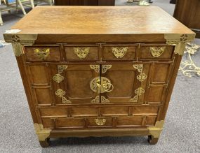Korean Tansu Style Mahogany Burlwood Chest