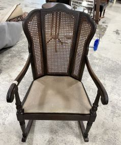 Vintage Wing Back Caned Rocker