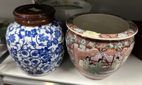 Chinese Blue and White Ginger and Small Planter