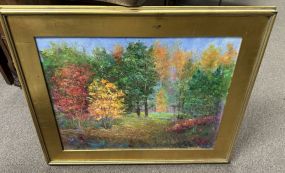 Signed Betty Hamilton Forest Landscape Painting