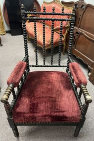 Victorian Style Ebonized Bobbin Turned Arm Chair