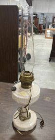 Vintage Early 1900's Milk Glass Jadeite Oil Lamp