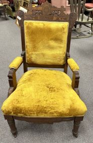Antique Eastlake Victorian Walnut Parlor Arm Chair