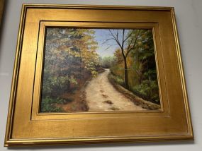 Signed Betty Hamilton Road Landscape Painting