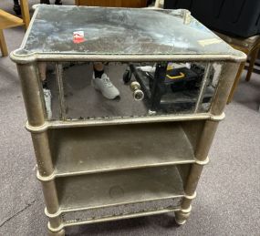 Modern Mirrored Silver Side Table