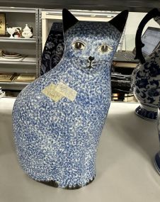 Porcelain Blue Cat Sculpture