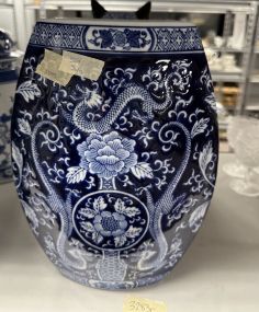 Modern Chinese Blue and White Planter Vase