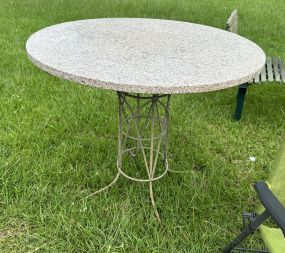 Tall Round Marble Style Pedestal Outdoor Table