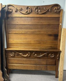 Antique Victorian Style Oak High Back 55" full Bed