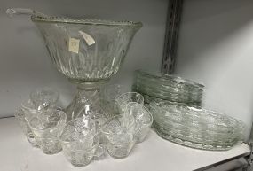 Mid Century Grapevine Clear Glass Punch Set