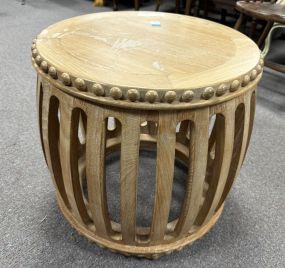 Modern Bleach Blonde Round Lamp Table