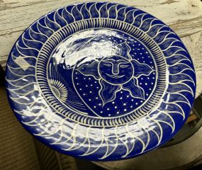 16" Blue Pottery Sun Charger