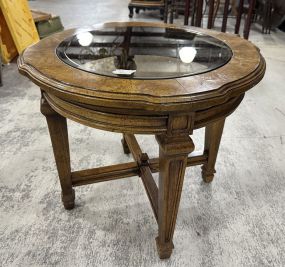 French Provincial 20th Century Glass Top Lamp Table