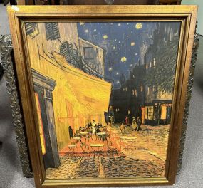 Large Framed City Scape Painting on Canvas