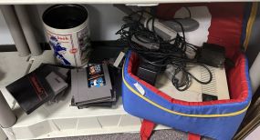 1980s Nintendo Console with Games