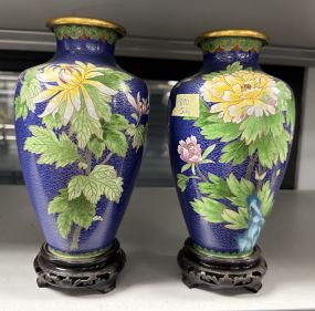 Pair of Chinese Cloisonné Enamel Vases