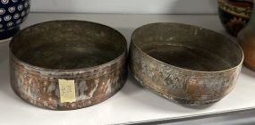 Pair of India Hand Crafted Brass Bowls