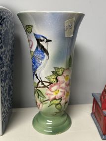 Holland Hand Painted Bird Flower Vase
