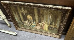 Vintage Framed Game Table Scene