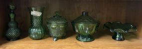 Indiana Glass Candy, Jeanette Grape Jar, Decanter, Vase, and  Compote
