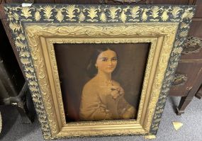 Antique Gold Gilt Framed Portrait of Woman