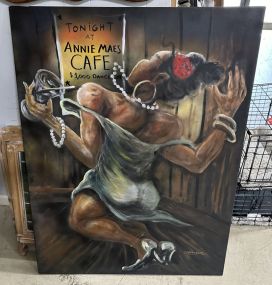 Signed Tony Davenport Annie Maes Cafe Jazz Painting