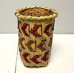 9 1/2"h., 6 1/2"dia. Choctaw Hand Woven Cane Basket