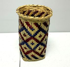 10 1/2"h., 6 1/2"dia Choctaw Hand Woven Cane Basket