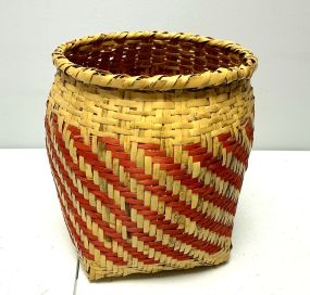 10"h., 9"dia Choctaw Hand Woven Cane Basket
