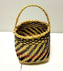 11"h, 6 1/2"dia. Choctaw Hand Woven Cane Egg Basket