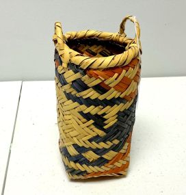 9 1/2"h., 4"dia. Choctaw Hand Woven Double Handled Basket
