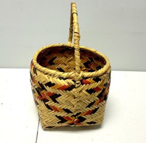 15"h., 9"dia. Choctaw Hand Woven Cane Egg Basket
