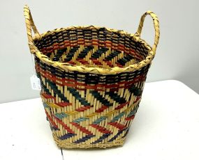 16"h., 12"dia. Choctaw Hand Woven Double Handled Gathering Basket