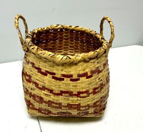 10"h., 8"w. Choctaw Hand Woven Double Handled Gathering Basket