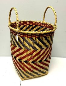 22"h., 13"dia. Choctaw Hand Woven Double Handled Gathering Basket