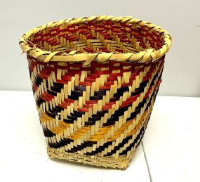 9"h., 10"w Choctaw Basket Hand Woven and Hand Cut Cane