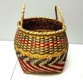 15"h., 10"w. Choctaw Hand Woven Basket Double-handle