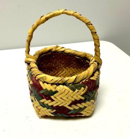 6"h., 4"w Choctaw Hand Woven Small Cane Basket
