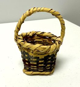 5"h, 4"w. Choctaw Hand Woven Small Cane Basket