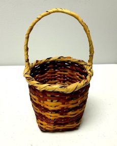 8"h., 4"w. Choctaw Hand Woven Small Cane Basket