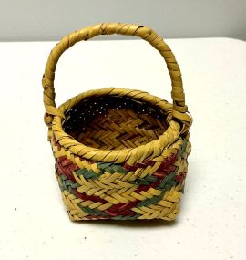 4"h., 3"w. Choctaw Hand Woven Small Cane Basket