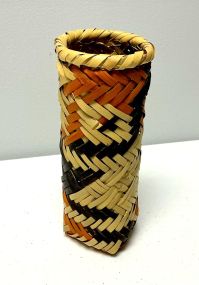 7"h, 3"w. Choctaw Hand Woven Small Cylinder Basket