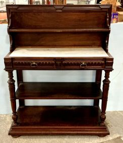 Antique French Oak Marble Lift Up Top Table 39"h., 45"w., 19"d.