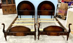 Pair of French Mahogany Twin Beds