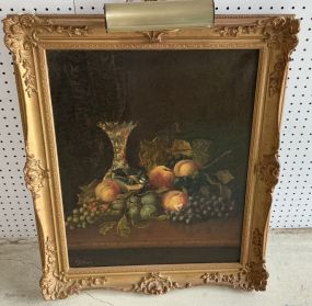 EJ Turner Signed 1800's Still Life Painting 29"h., 25"w.