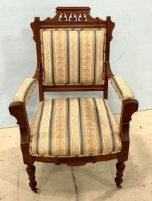 Victorian Eastlake Walnut Parlor Arm Chair