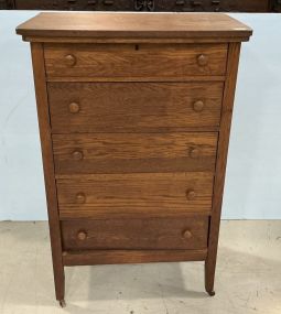 ANTIQUE OAK TALL BOY DRESSER 49h 31w 19d