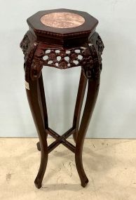 Chinese Rosewood Marble Top Plant Stand 36"h., 12"dia