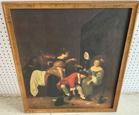 Reproduction Bad Company by Jan Steen, a Dutch Golden Age painter. 29"h., 25"w.